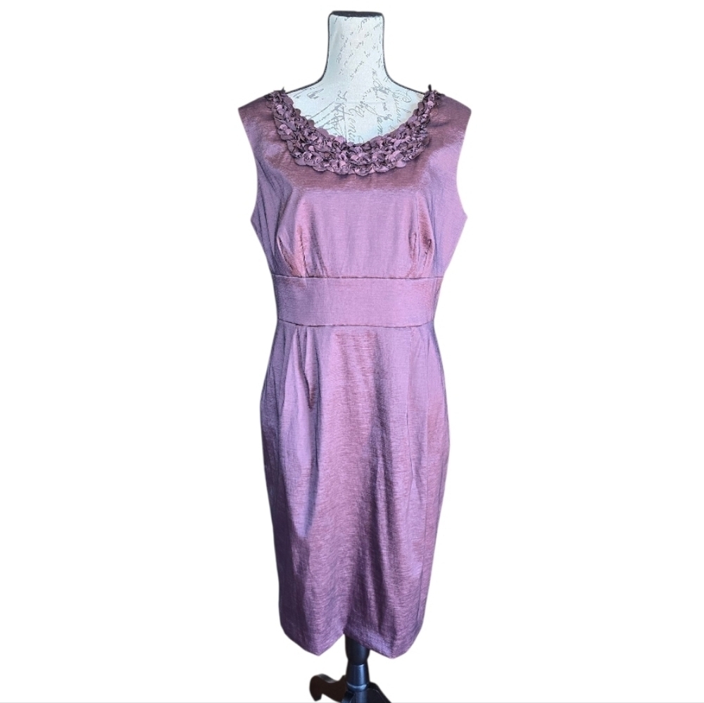 Sandra Darren Shimmery Plum Purple Satin Sleeveless Dress 14